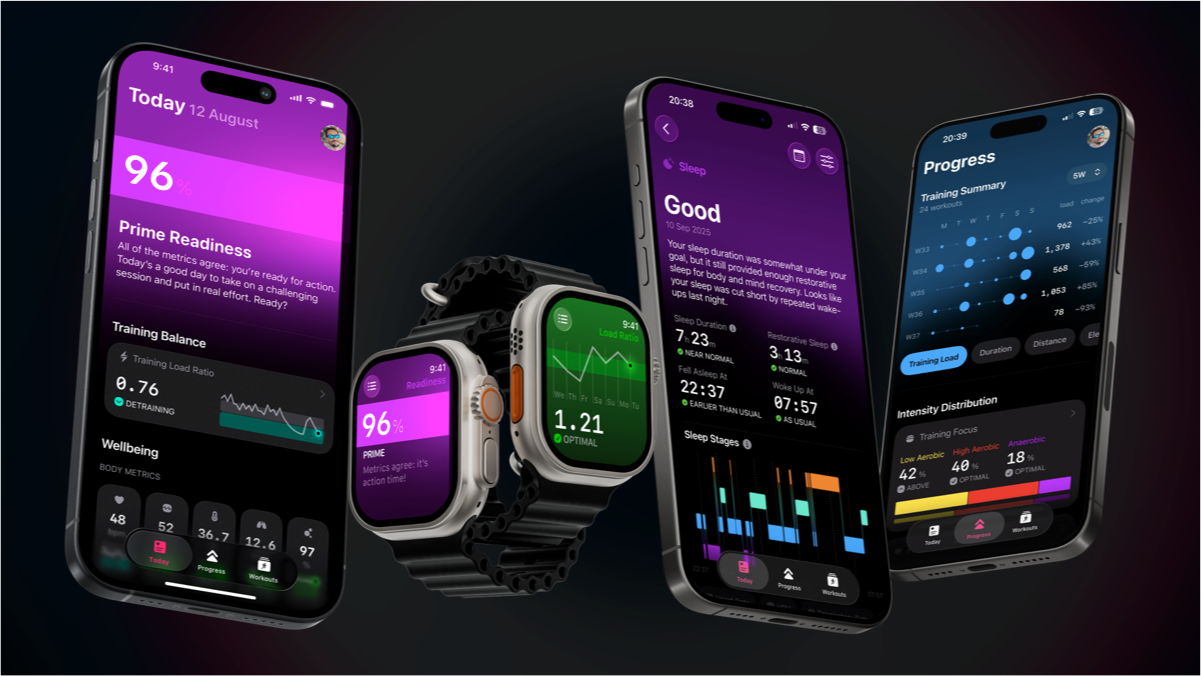 Screenshots of The Outsiders showing their different approaches to fitness tracking