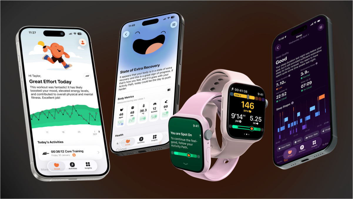 Screenshots of Gentler Streak showing their different approaches to fitness tracking